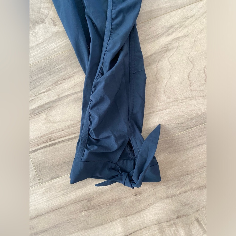 PrAna Blue Drawstring Pants with Tie Ankles